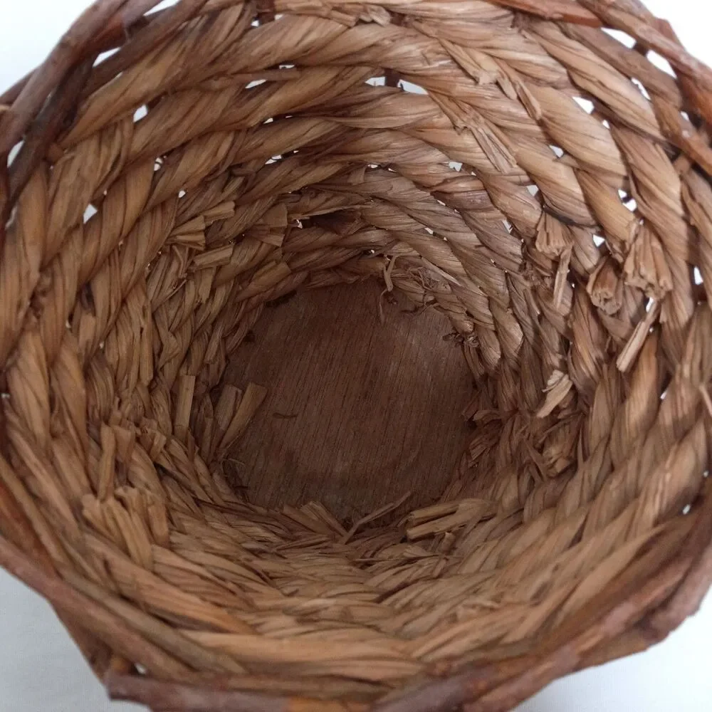 Vintage Round Water Hyacinth Woven Decorative Storage Basket 5